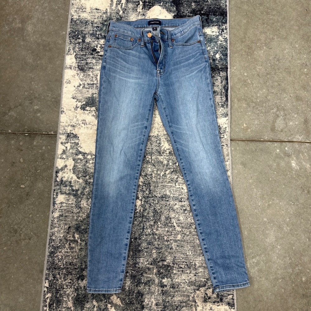 J crew 9” high rise tooth pick jeans